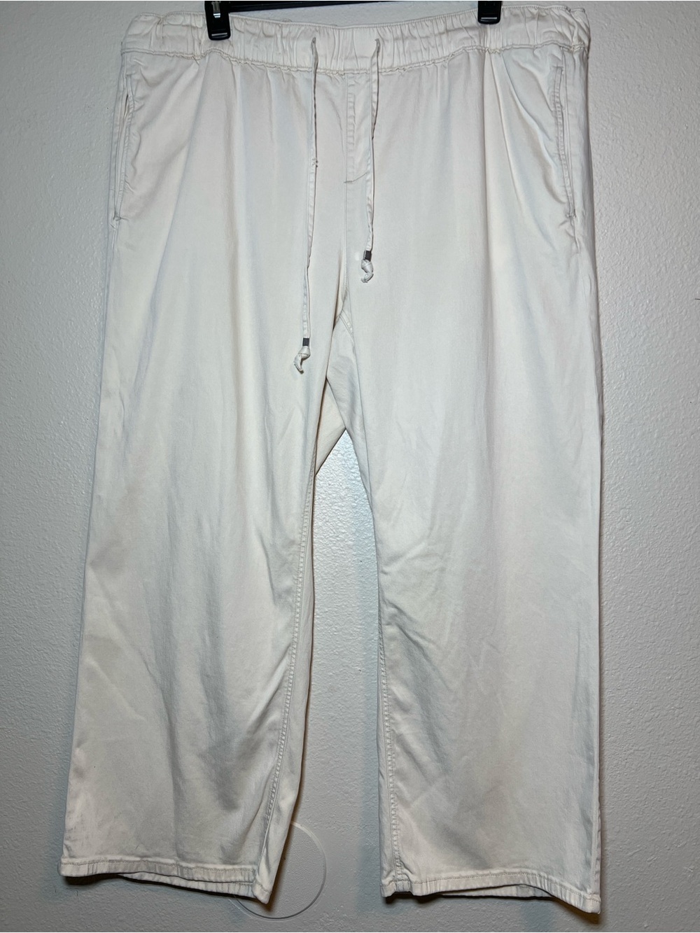 Lane Bryant Womens Pants Size 20 Pull On Straight High Rise Cream Beige Drawstr